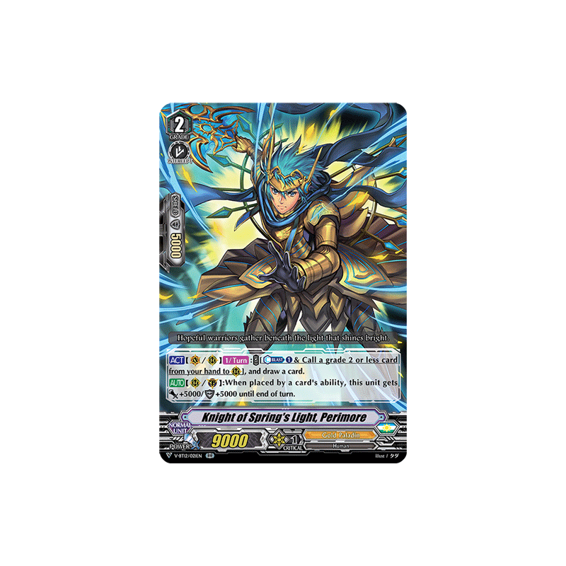 Vanguard_TCG_card_V-BT12_021EN_RR_Knight_of_Spring_s_Light_Perimore_Divine_Lightning_Radiance