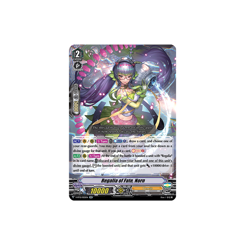Vanguard_TCG_card_V-BT12_025EN_RR_Regalia_of_Fate_Norn_Divine_Lightning_Radiance