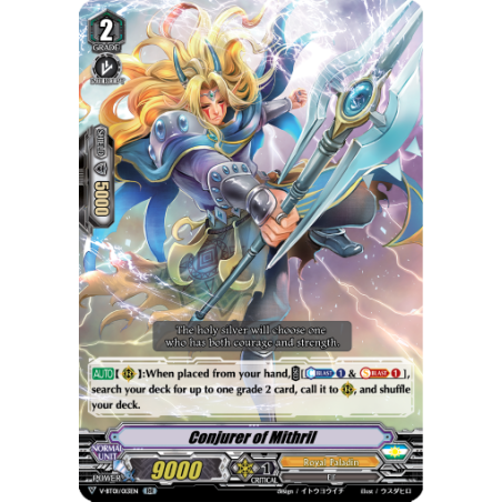 Vanguard_TCG_card_V-BT01_013EN_RR_Conjurer_of_Mithril_Unite_Team_Q4