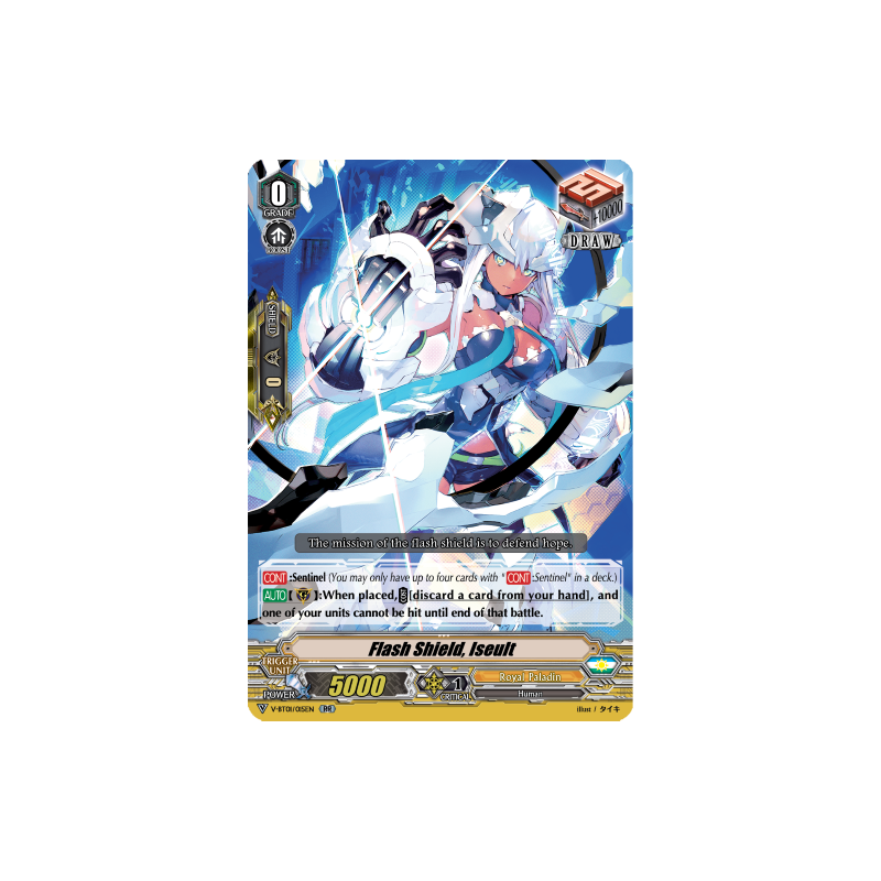 Vanguard_TCG_card_V-BT01_015EN_RR_Flash_Shield_Iseult_Unite_Team_Q4