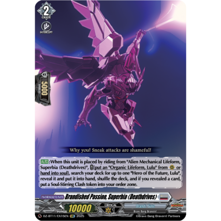 Vanguard_TCG_card_DZ-BT11_EX15EN_EX_Brandished_Passion_Superbia_Deathdrives_Symphony_of_Might_Bloom