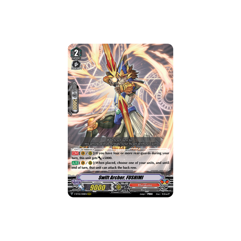 Vanguard_TCG_card_V-BT02_008EN_RRR_Swift_Archer_FUSHIMI_Strongest_Team_AL4