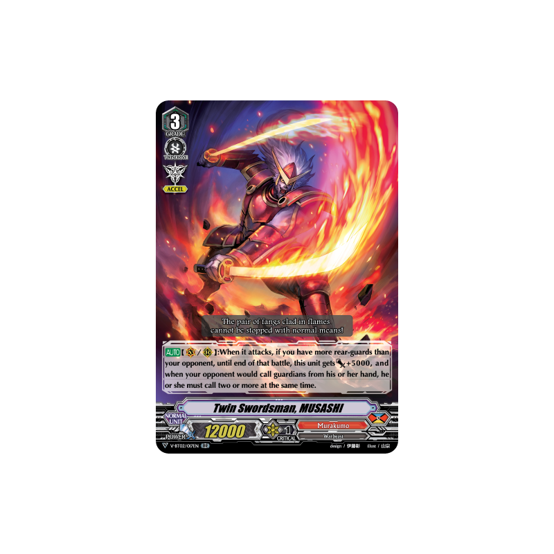 Vanguard_TCG_card_V-BT02_017EN_RR_Twin_Swordsman_MUSASHI_Strongest_Team_AL4