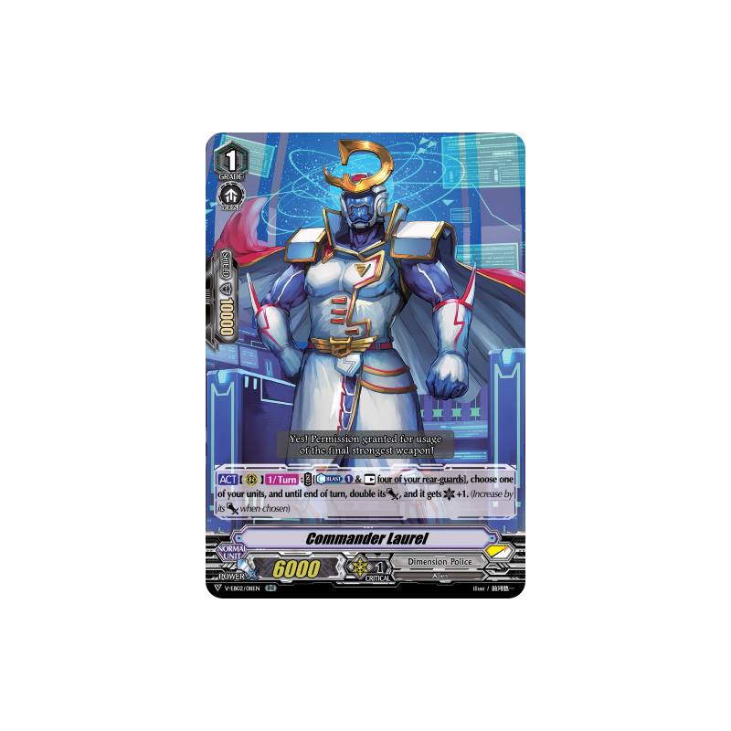 Vanguard_TCG_card_V-EB02_011EN_RR_Commander_Laurel_Champions_of_the_Asia_Circuit