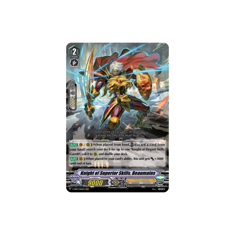 Vanguard_TCG_card_V-EB03_006EN_RRR_Knight_of_Superior_Skills_Beaumains_ULTRARARE_MIRACLE_COLLECTION
