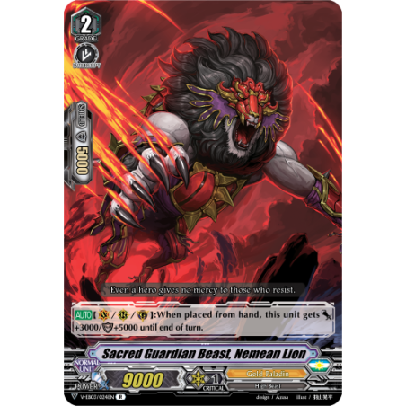 Vanguard_TCG_card_V-EB03_024EN_R_Sacred_Guardian_Beast_Nemean_Lion_ULTRARARE_MIRACLE_COLLECTION