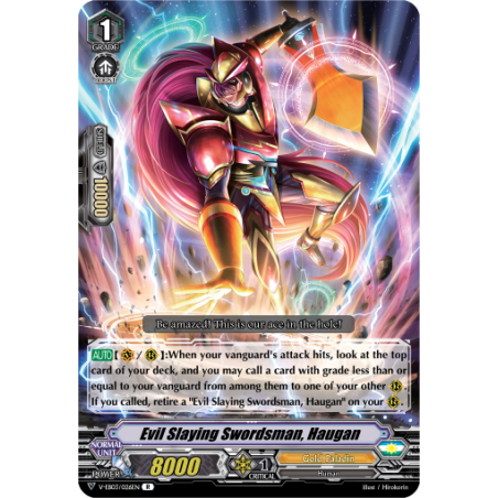 Vanguard_TCG_card_V-EB03_026EN_R_Evil_Slaying_Swordsman_Haugan_ULTRARARE_MIRACLE_COLLECTION