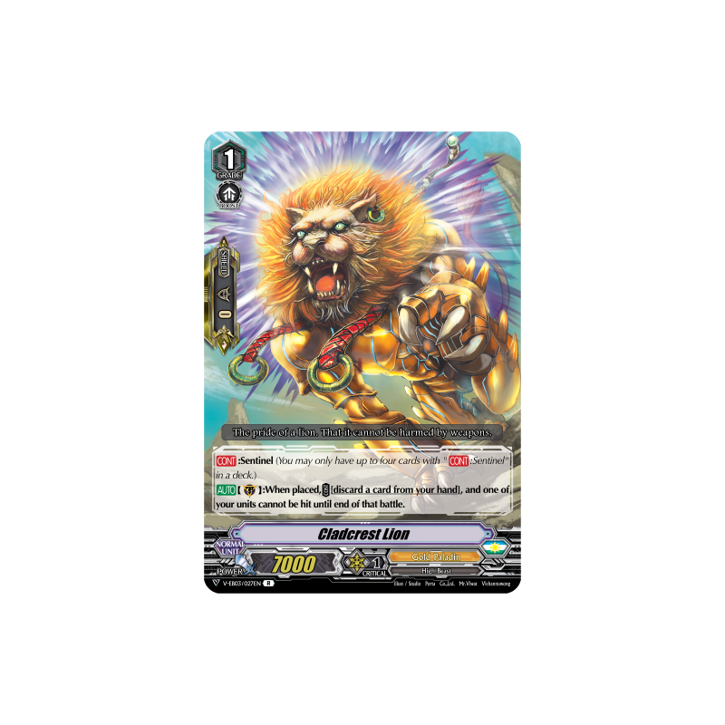 Vanguard_TCG_card_V-EB03_027EN_R_Cladcrest_Lion_ULTRARARE_MIRACLE_COLLECTION