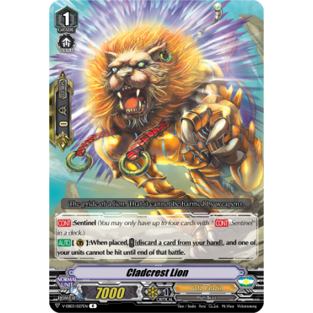 Vanguard_TCG_card_V-EB03_027EN_R_Cladcrest_Lion_ULTRARARE_MIRACLE_COLLECTION
