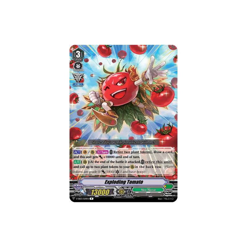 Vanguard_TCG_card_V-EB03_029EN_R_Exploding_Tomato_ULTRARARE_MIRACLE_COLLECTION