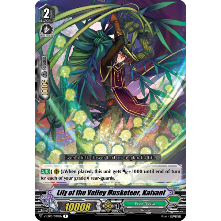 Vanguard_TCG_card_V-EB03_030EN_R_Lily_of_the_Valley_Musketeer_Kaivant_ULTRARARE_MIRACLE_COLLECTION
