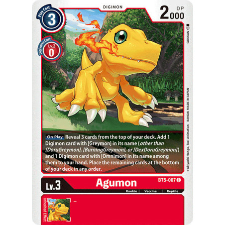 Digimon_TCG_BT5-007_Agumon_Common_Battle_Of_Omni_Card_Game
