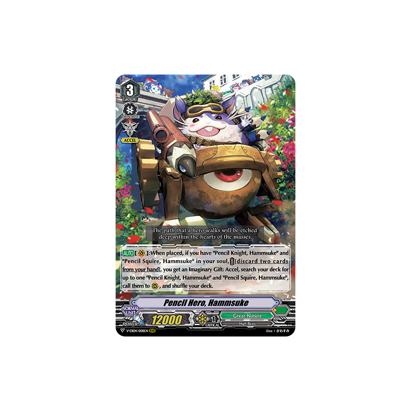 Vanguard_TCG_card_V-EB04_008EN_RRR_Pencil_Hero_Hammsuke_The_Answer_of_Truth