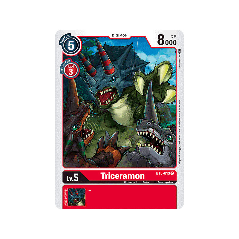 Digimon_TCG_BT5-013_Triceramon_Common_Battle_Of_Omni_Card_Game