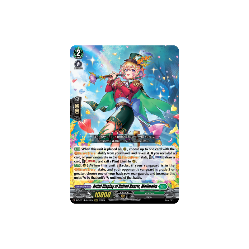 Vanguard_TCG_card_DZ-BT11_014EN_RRR_Artful_Display_of_United_Hearts_Mollmoire_Symphony_of_Might_Bloom