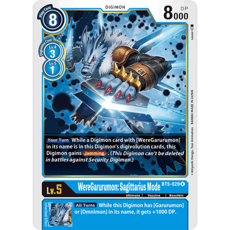 Digimon_TCG_BT5-029_WereGarurumon_Sagittarius_Mode_Rare_Battle_Of_Omni_Card_Game