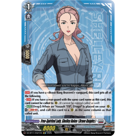 Vanguard_TCG_card_DZ-BT11_EX21EN_EX_Free-Spirited_Lady_Shelley_Rolen_Brave_Knights_Symphony_of_Might_Bloom