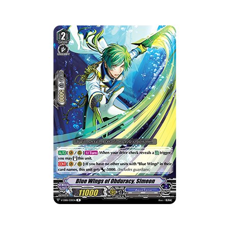 Vanguard_TCG_card_V-EB08_030EN_R_Blue_Wings_of_Obduracy_Simeon_My_Glorious_Justice