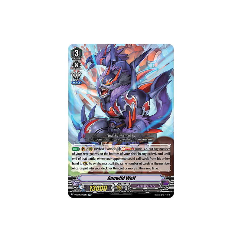 Vanguard_TCG_card_V-EB09_013EN_RR_Gunwild_Wolf_The_Raging_Tactics