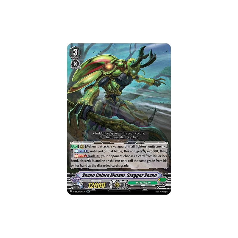 Vanguard_TCG_card_V-EB09_016EN_RR_Seven_Colors_Mutant._Stagger_Seven_The_Raging_Tactics