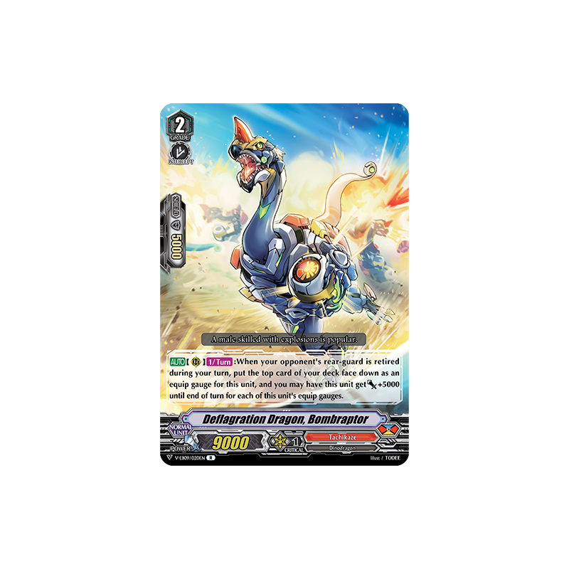 Vanguard_TCG_card_V-EB09_020EN_R_Deflagration_Dragon_Bombraptor_The_Raging_Tactics