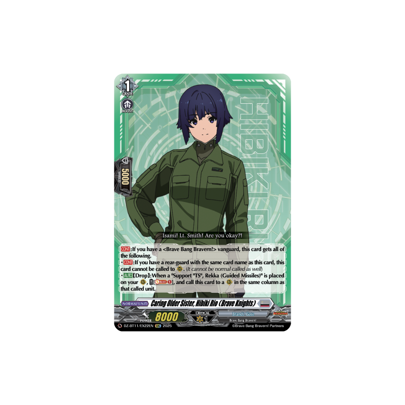 Vanguard_TCG_card_DZ-BT11_EX22EN_EX_Caring_Older_Sister_Hibiki_Rio_Brave_Knights_Symphony_of_Might_Bloom