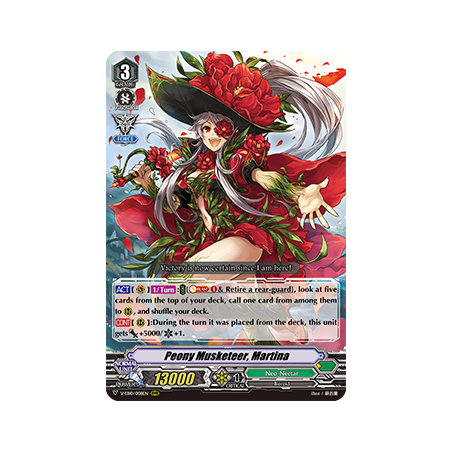 Vanguard_TCG_card_V-EB10_008EN_RRR_Peony_Musketeer_Martina_The_Mysterious_Fortune