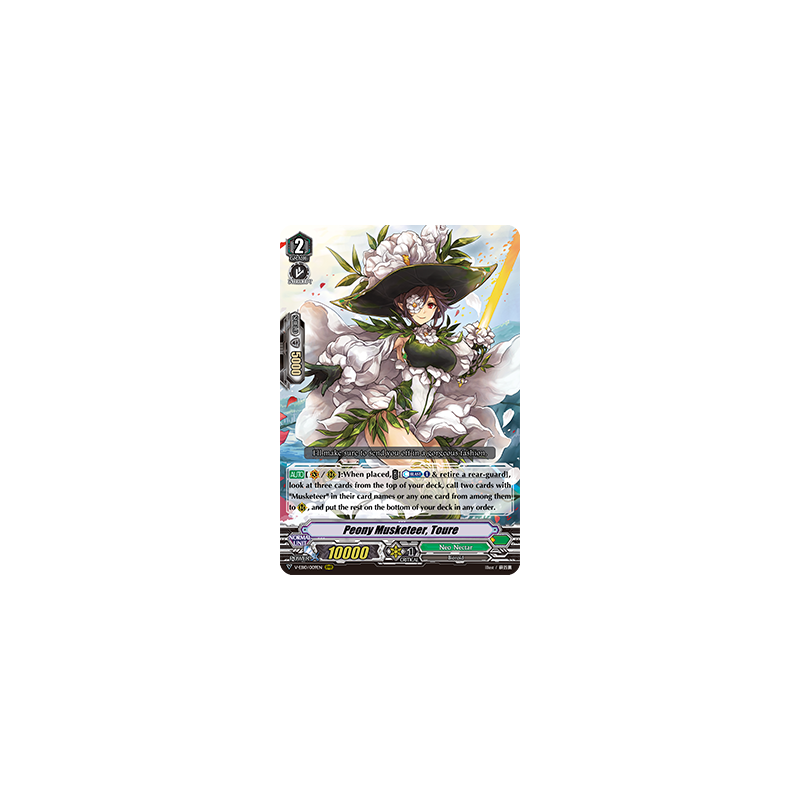 Vanguard_TCG_card_V-EB10_009EN_RRR_Peony_Musketeer_Toure_The_Mysterious_Fortune
