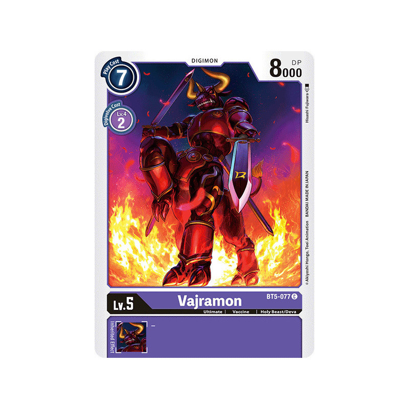 Digimon_TCG_BT5-077_Vajramon_Common_Battle_Of_Omni_Card_Game