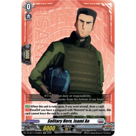 Vanguard_TCG_card_DZ-BT11_EX25EN_EX_Solitary_Hero_Isami_Ao_Symphony_of_Might_Bloom