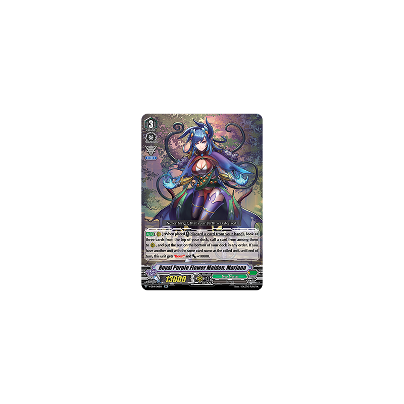 Vanguard_TCG_card_V-EB14_016EN_RR_Royal_Purple_Flower_Maiden_Marjana_The_Next_Stage