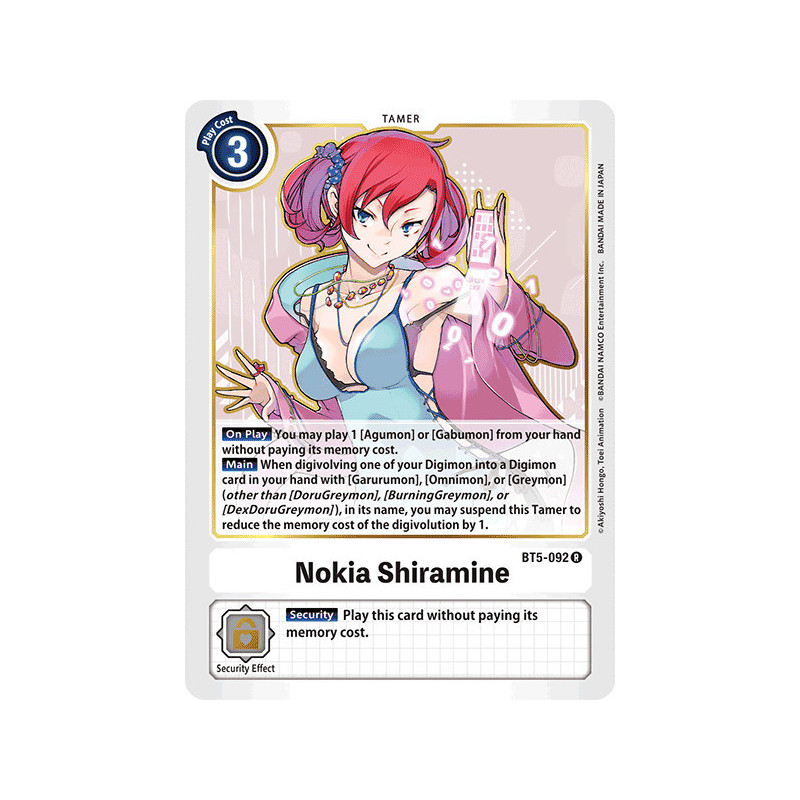 Digimon_TCG_BT5-092_Nokia_Shiramine_Rare_Battle_Of_Omni_Card_Game
