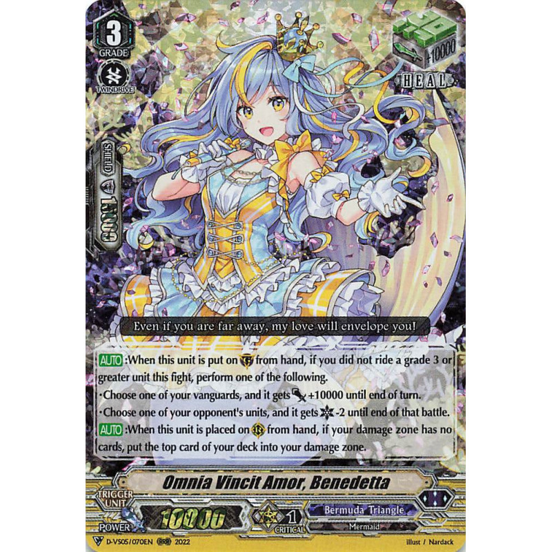 Vanguard_TCG_card_D-VS05_070_RRR_Omnia_Vincit_Amor_Benedetta_V_Clan_Collection_Vol.5