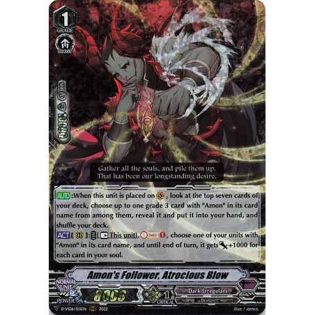 Vanguard_TCG_card_D-VS06_051_RRR_Amon_s_Follower_Atrocious_Blow_V_Clan_Collection_Vol.6