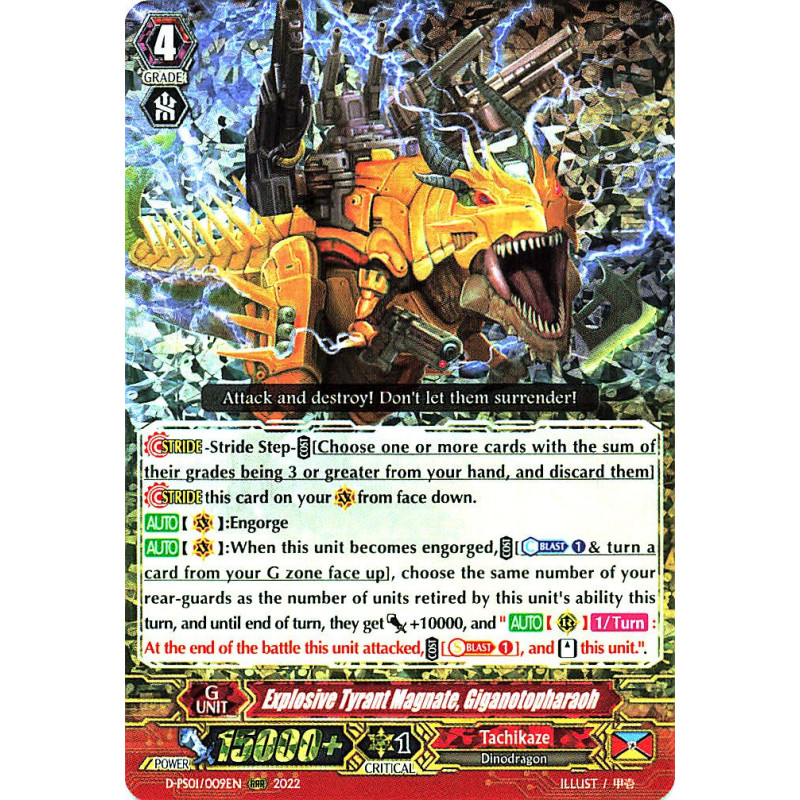 Vanguard_TCG_card_D-PS01_009_RRR_Explosive_Tyrant_Magnate_Giganotopharaoh_P_Clan_Collection_2022