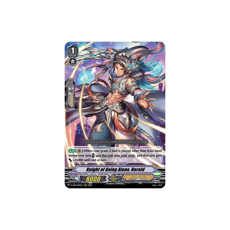 Vanguard_TCG_card_D-VS01_007_RRR_Knight_of_Going_Alone_Harald_V_Clan_Collection_Vol.1