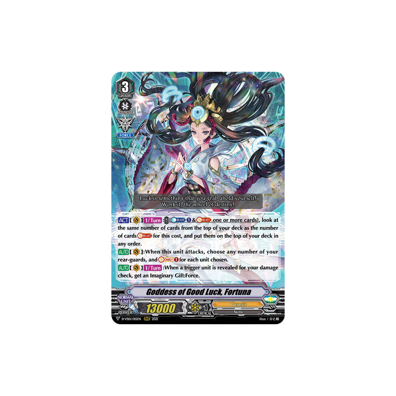 Vanguard_TCG_card_D-VS01_015_RRR_Goddess_of_Good_Luck_Fortuna_V_Clan_Collection_Vol.1