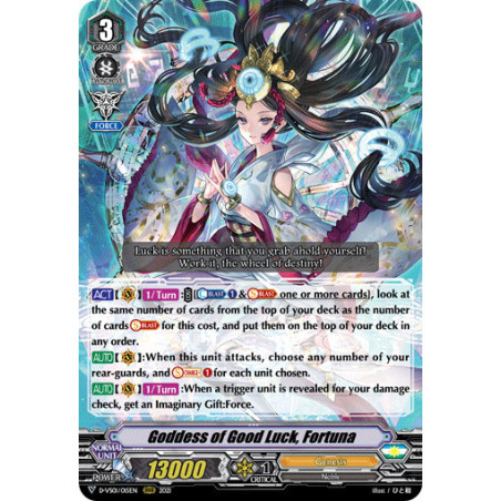 Vanguard_TCG_card_D-VS01_015_RRR_Goddess_of_Good_Luck_Fortuna_V_Clan_Collection_Vol.1
