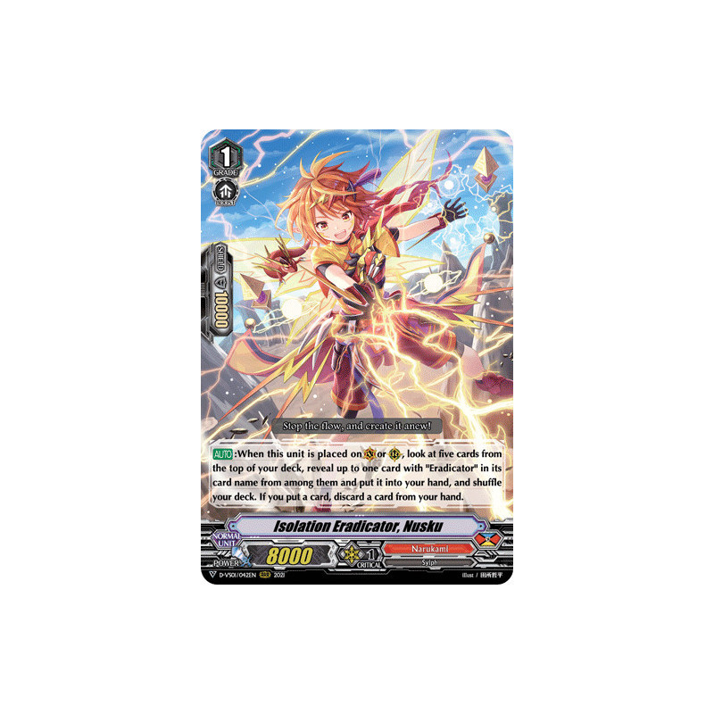 Vanguard_TCG_card_D-VS01_042_RRR_Isolation_Eradicator_Nusku_V_Clan_Collection_Vol.1