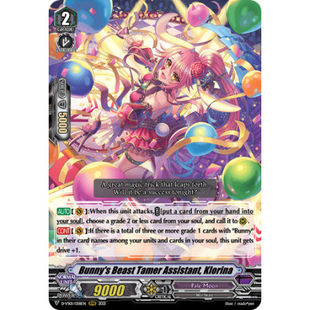 Vanguard_TCG_card_D-VS01_058_RRR_Bunny_s_Beast_Tamer_Assistant_Klorina_V_Clan_Collection_Vol.1