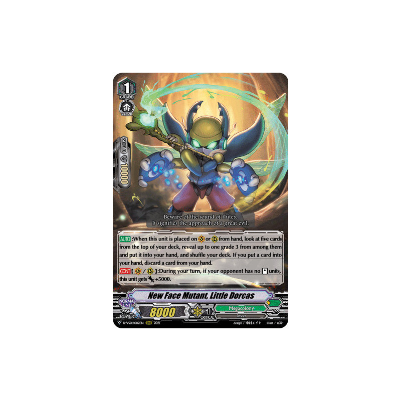 Vanguard_TCG_card_D-VS01_082_RRR_New_Face_Mutant_Little_Dorcas_V_Clan_Collection_Vol.1
