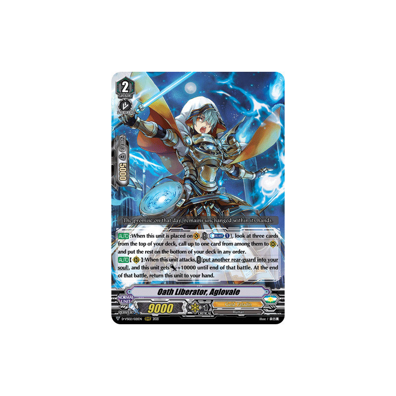 Vanguard_TCG_card_D-VS02_021_RRR_Oath_Liberator_Aglovale_V_Clan_Collection_Vol.2