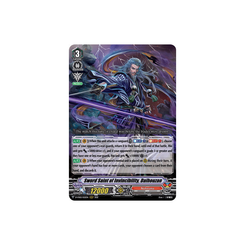 Vanguard_TCG_card_D-VS02_022_RRR_Sword_Saint_of_Invincibility_Daihouzan_V_Clan_Collection_Vol.2