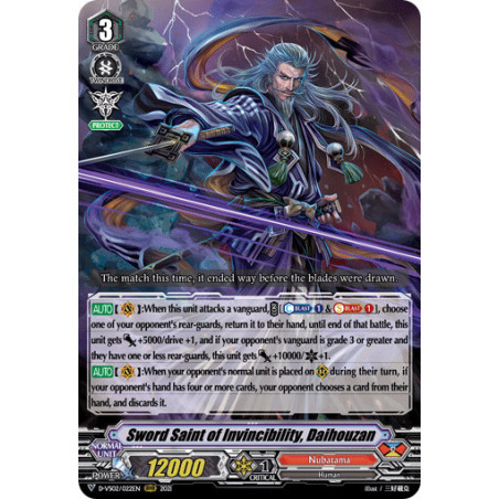 Vanguard_TCG_card_D-VS02_022_RRR_Sword_Saint_of_Invincibility_Daihouzan_V_Clan_Collection_Vol.2