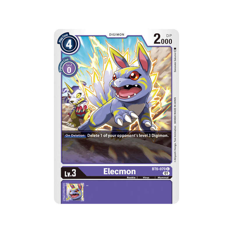 Digimon_TCG_BT6-070_Elecmon_Common_Double_Diamond_Card_Game