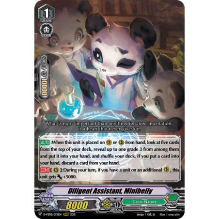Vanguard_TCG_card_D-VS02_075_RRR_Diligent_Assistant_Minibelly_V_Clan_Collection_Vol.2