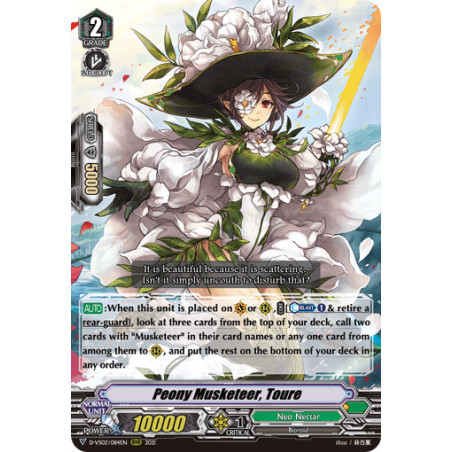 Vanguard_TCG_card_D-VS02_084_RRR_Peony_Musketeer_Toure_V_Clan_Collection_Vol.2