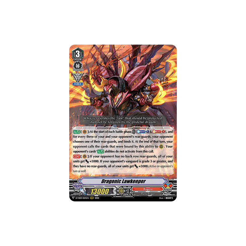 Vanguard_TCG_card_D-VS03_024_RRR_Dragonic_Lawkeeper_V_Clan_Collection_Vol.3