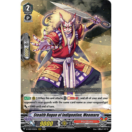 Vanguard_TCG_card_D-VS03_032_RRR_Stealth_Rogue_of_Indignation_Meomaru_V_Clan_Collection_Vol.3