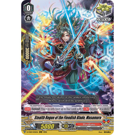 Vanguard_TCG_card_D-VS03_035_RRR_Stealth_Rogue_of_the_Fiendish_Blade_Masamura_V_Clan_Collection_Vol.3